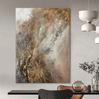 “Gray and Gold Abstract” - Textured Abstract Painting On Canvas PT2247