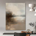 “Muted Gray - Brown Landscape Haze” - Atmospheric Abstract Painting On Canvas PT1874