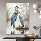 “Blue Herons in Mist” - Realist - Inspired Wildlife Painting On Canvas PT1400