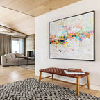 “Colorful Confetti Burst in Pinks, Blues & Yellows” - Abstract Impasto Painting On Canvas PT044