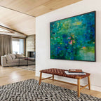 Teal Abstract Landscape Painting On Canvas DKS037