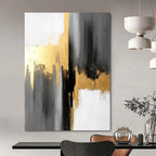 Gray - Gold Abstract Geometry Textured Painting On Canvas DS076
