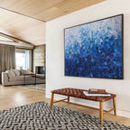 Blue Gradient Abstract: Minimalist & Serene Painting for Coastal Bedroom & Spa Relaxation Area DKS660