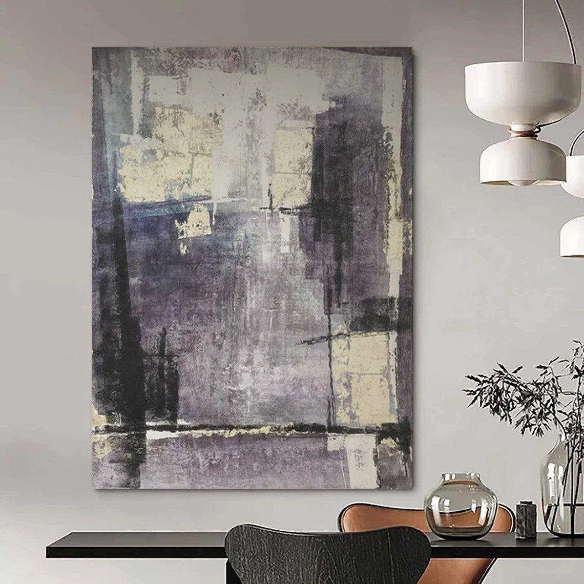 Purple and Beige Abstract, "Mystic Hues" – Abstract Color - Field Painting On Canvas PS0948
