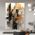 Black - Orange - Gray Abstract Web Painting On Canvas DS116
