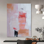 Pink, Orange, White with Soft Shapes "Blush Harmony" Abstract Painting On Canvas PS1385