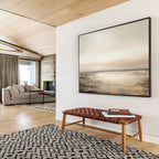 “Beige - Toned Abstract Seaside” - Neutral - Tone Landscape Painting On Canvas PT1572