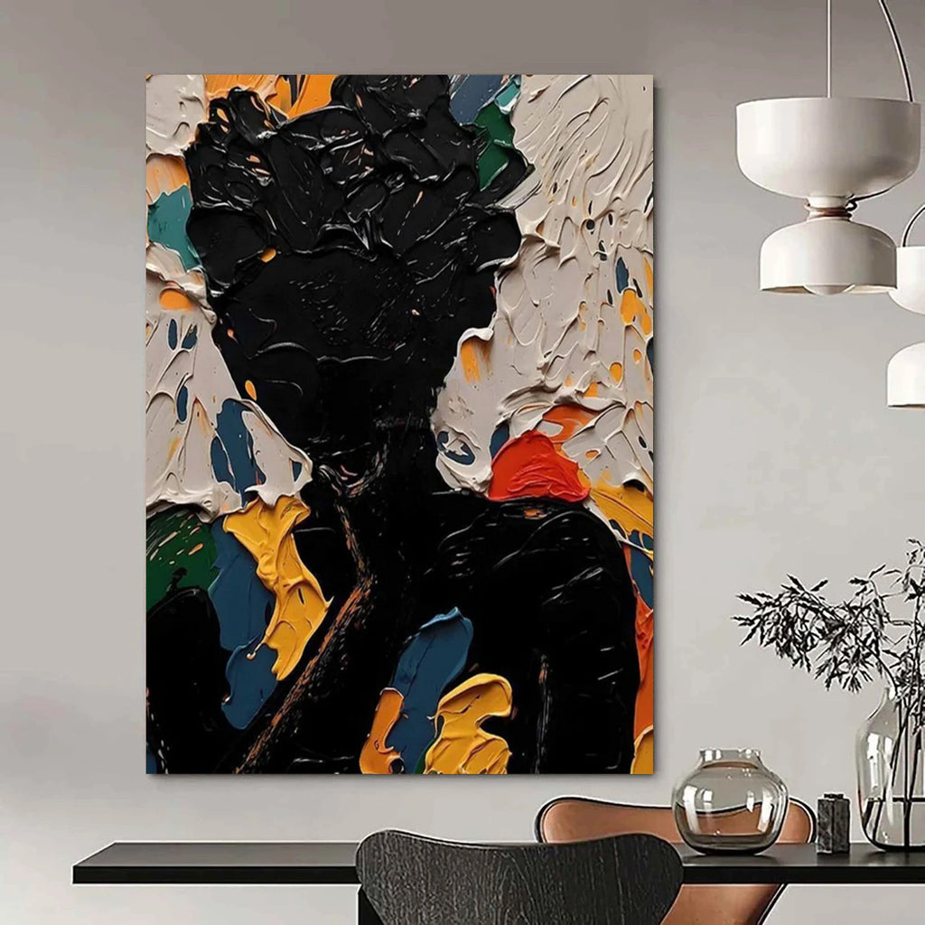 “Colorful Abstract Figure” - Vibrant Figurative Painting On Canvas DS308