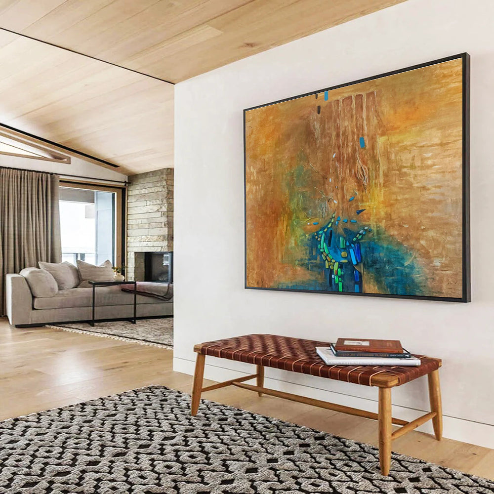 “Mixed - media Abstract Tree” - Experimental Mixed - media Painting On Canvas DKS388