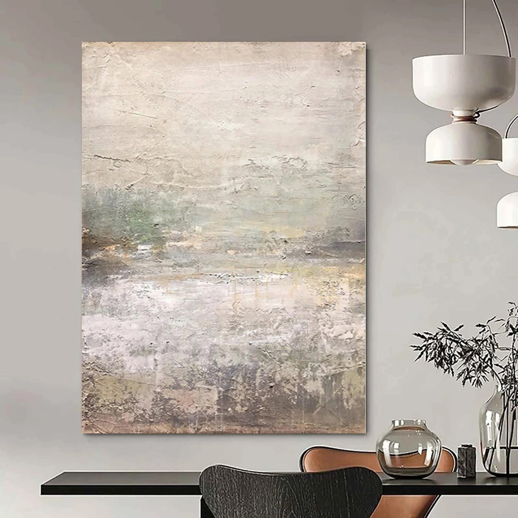 “Gray - Green Textured Abstract” - Subtle Abstract Painting On Canvas PS0120