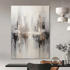“City Haze” - Monochromatic Urban Silhouettes Painting On Canvas DS122