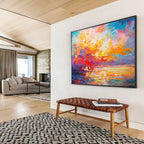 “Vibrant Sunset Abstract” - Impressionistic Landscape Painting On Canvas DKS409