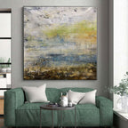 “Grey - Green - Blue Abstract Hazy Landscape” Painting On Canvas PS0379