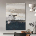 Gray, White, and Dark Blue Textured, "Moody Horizons" – Textured Abstract Painting On Canvas PS0984