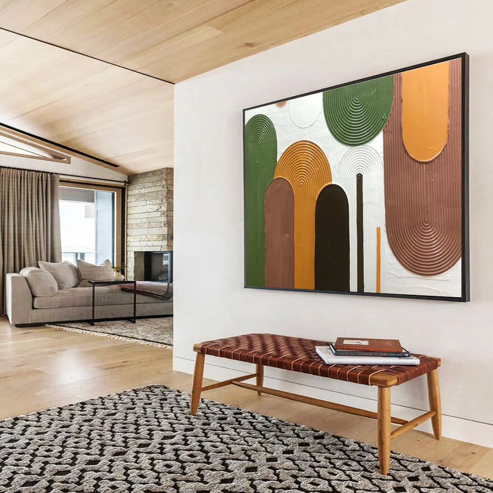 “Colorful Textured Abstract Shapes” - Textured Abstract Painting, Fits Living Room & Creative Studio DKS593