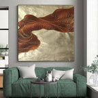 “Brown - Gold Abstract Flowing Ribbons” - Opulent Abstract Painting On Canvas PS0347
