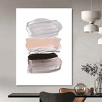 “Pastel Paint Strokes” - Soft Gray, Blush & Black Layers Painting On Canvas DS184