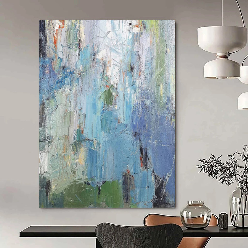 “Blue - Green Abstract Wash” - Ethereal Abstract Painting On Canvas PS0176