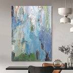 “Blue - Green Abstract Wash” - Ethereal Abstract Painting On Canvas PS0176