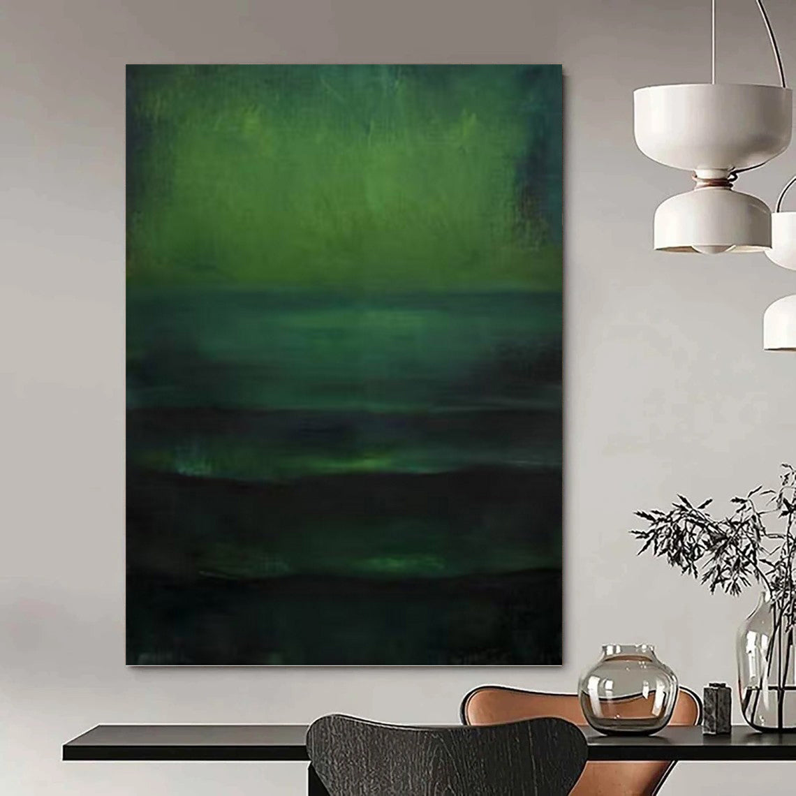 “Gradient Green Abstract Scene” - Minimalist Abstract Painting On Canvas PT1189