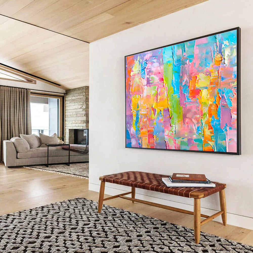 “Colorful Block Abstract” - Vibrant Palette Abstract Painting On Canvas DKS381