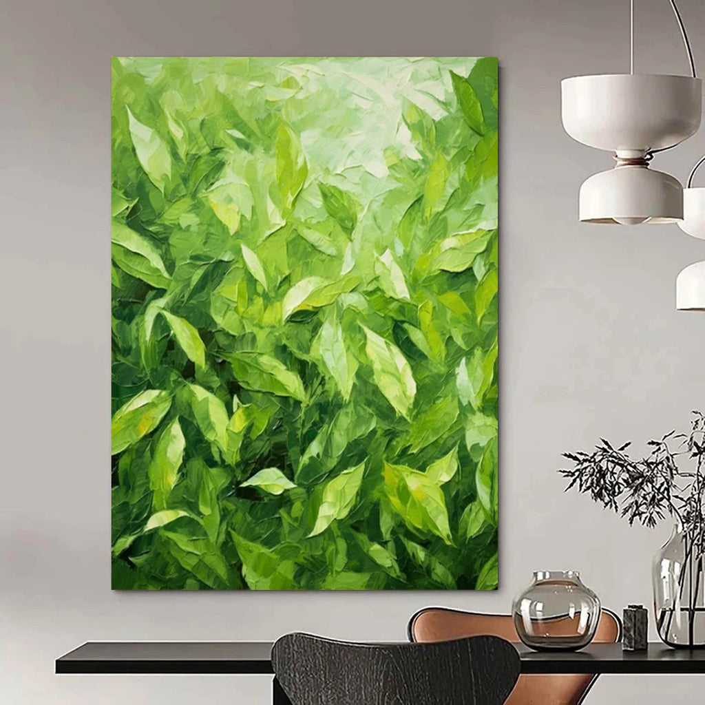 “Lush Green Leaves” - Realistic Botanical Painting On Canvas PT2293