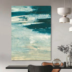 “Coastal Wave Rhythms” - Shades of Blue & White Textures Painting On Canvas DS176