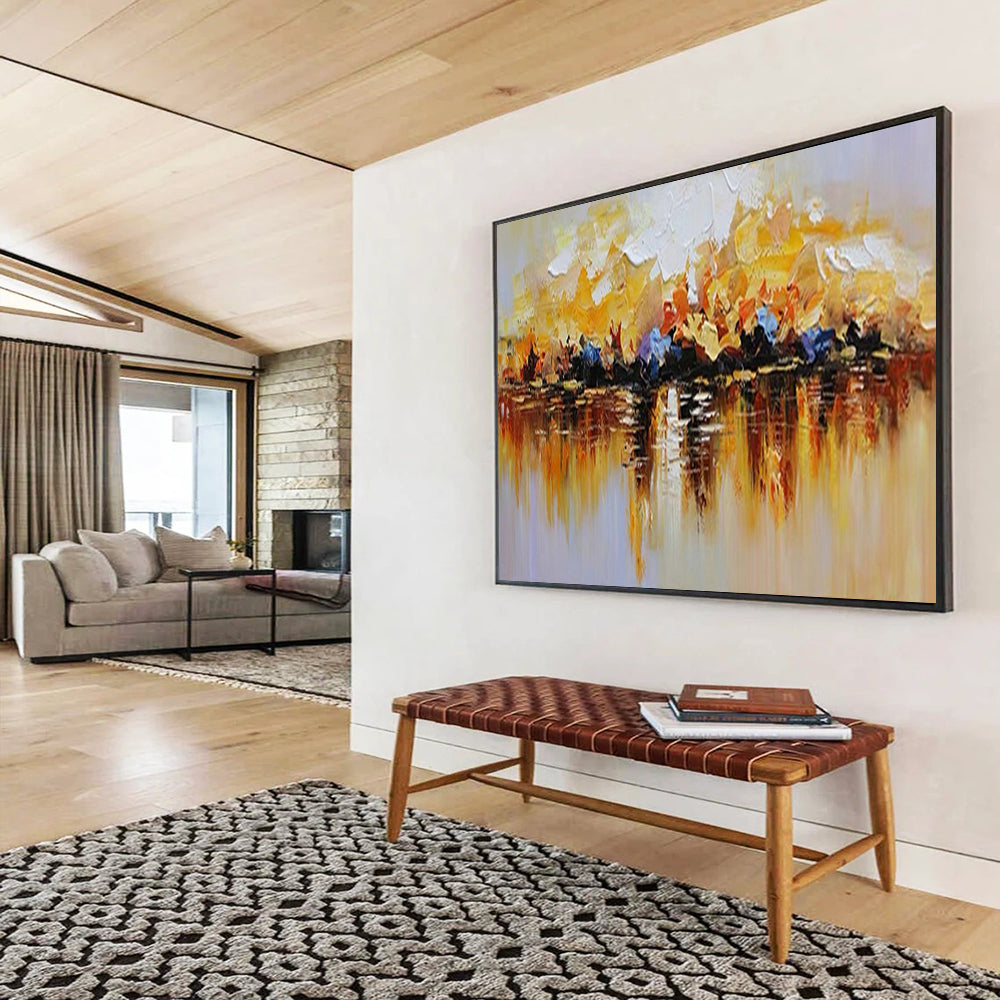 “Vibrant Lake Reflection” - Colorful Impressionistic Painting On Canvas PT1559