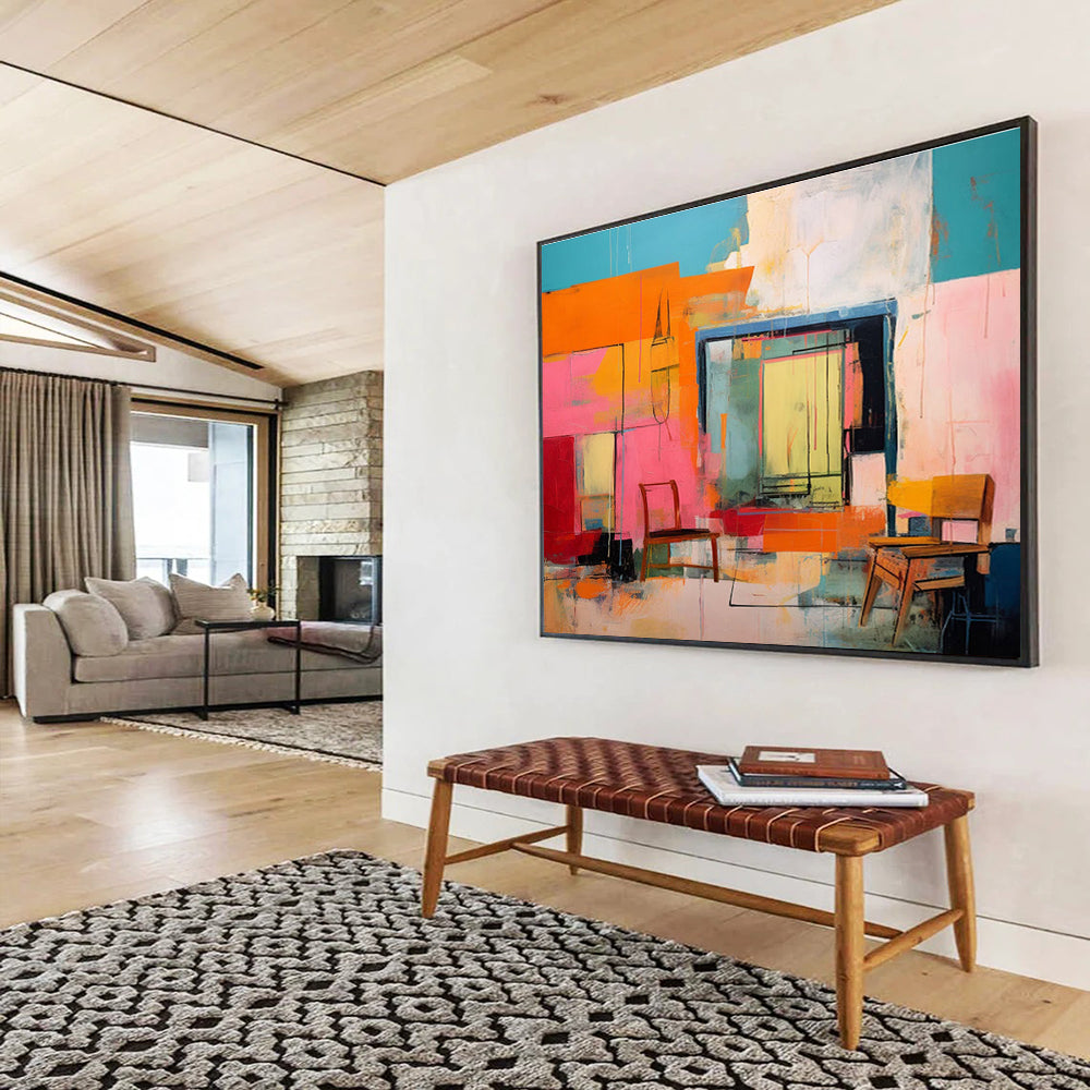 “Colorful Abstract Interior” - Abstract Interior Painting, Ideal for Modern Living Room & Creative Studio DKS639