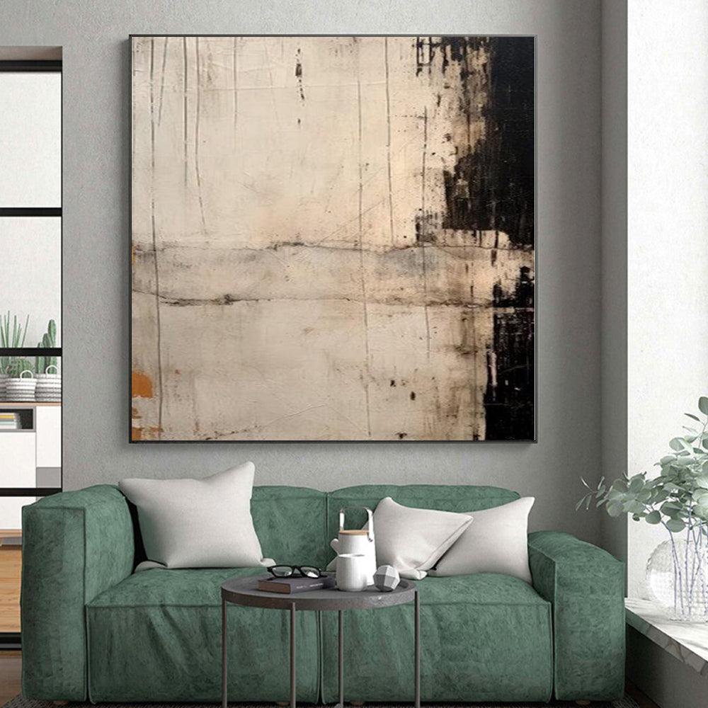 “Monochrome Textured Abstract with Subtle Marks” - Minimalist Abstract Painting On Canvas PS0244