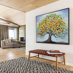 “Rainbow - Leafed Tree of Life” - Textured - Impasto Painting On Canvas PT1537