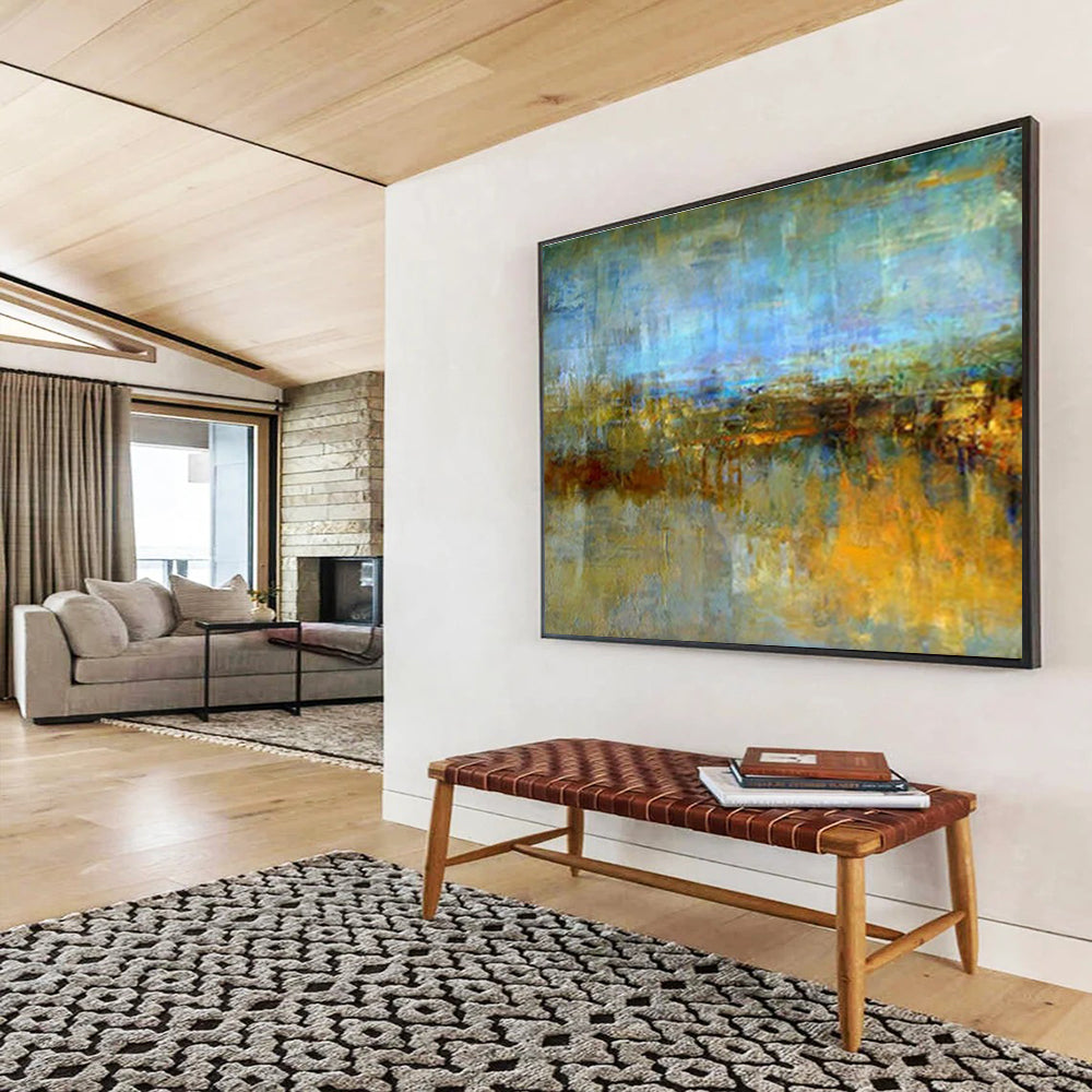 Blended Horizon Abstract - Soft - edged Landscape Painting On Canvas DKS372