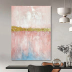 “Pink and Gold Abstract” - Minimalist Abstract Painting On Canvas PT2288