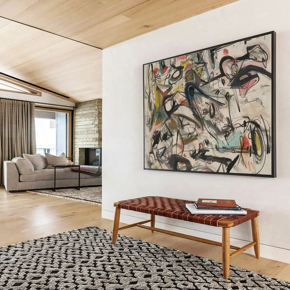 Colorful Chaotic Abstract Doodles Modern Abstract Painting On Canvas DKS144