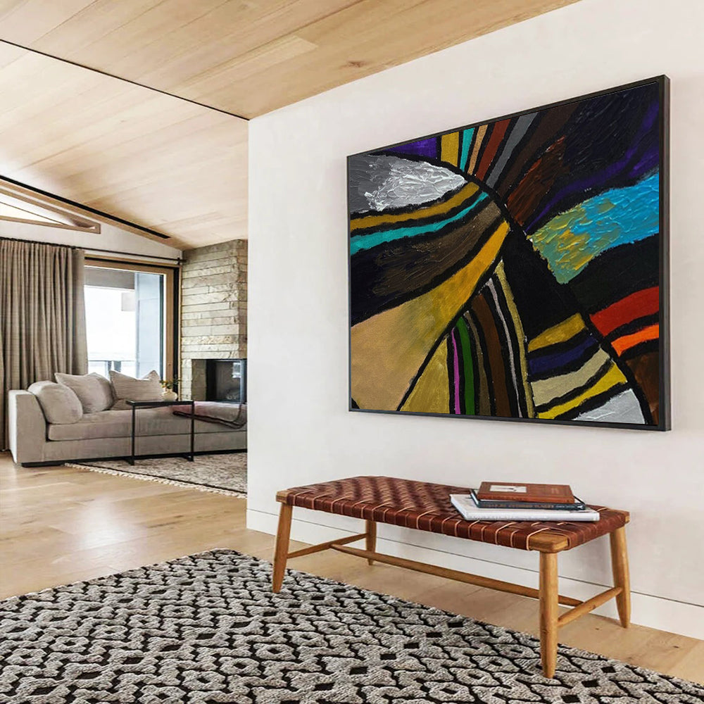 Colorful Geometric Abstract Painting On Canvas DKS013