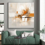 Beige, Orange & Grey Abstract Lines Painting On Canvas PS0823