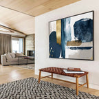 “Blue - Gold - Gray Abstract” - Abstract Modernist - Painting On Canvas PT1720