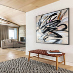 “Black - Color Dynamic Swirls” Abstract Painting On Canvas DKS289