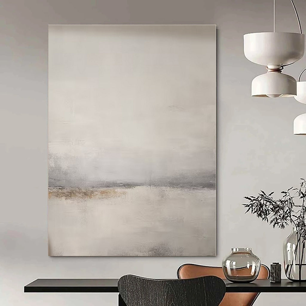 Soft Gray, Beige with Subtle Layers "Muted Horizon" Abstract Painting On Canvas PS1376