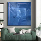 “Blue - Lilac Geometric Layers” - Blue, Lilac Abstract Painting On Canvas PS0458
