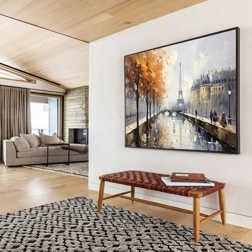 “Autumn Paris Scene” - Impressionistic Landscape Painting On Canvas PT171