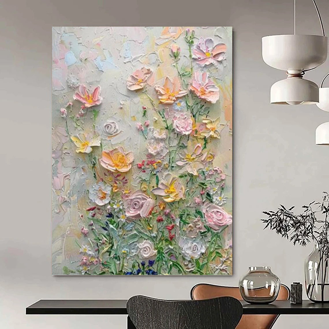 “Colorful Floral Impasto” - Impressionist - Inspired Floral Painting On Canvas PT1384