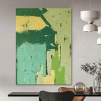 “Green - Blue Geometric Abstraction” - Modernist Abstract Painting On Canvas PS0186