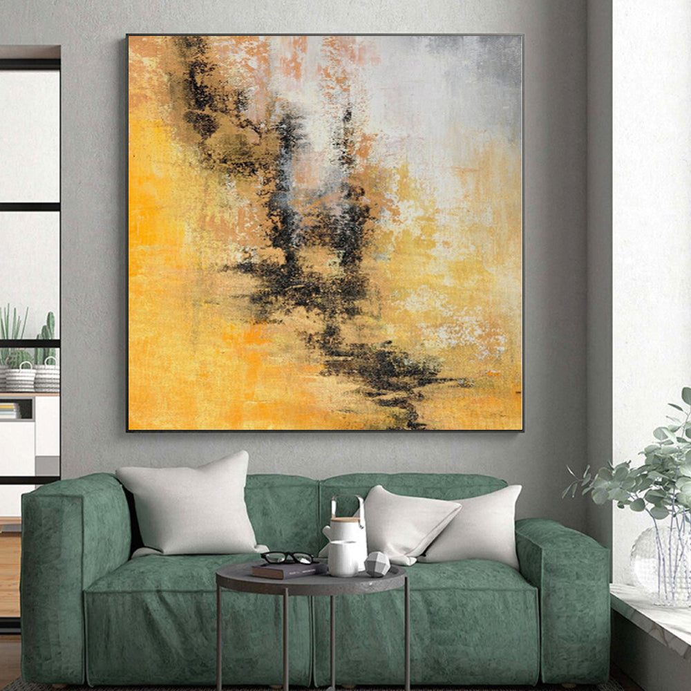 “Sunny Yellow Abstract” - Cheerful Abstract Painting On Canvas PS0041