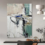 “Black - White - Blue Abstract Chaos” - Abstract Expressionist Painting On Canvas PT2297