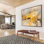“Yellow - Gray Abstract” - Dynamic Abstract Painting On Canvas DKS431