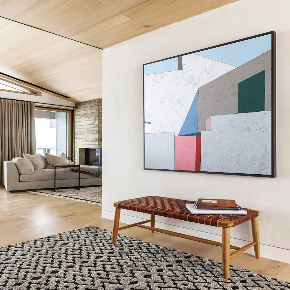 “Pastel - Toned Architectural Abstract” - Abstract Painting on Canvas DKS572