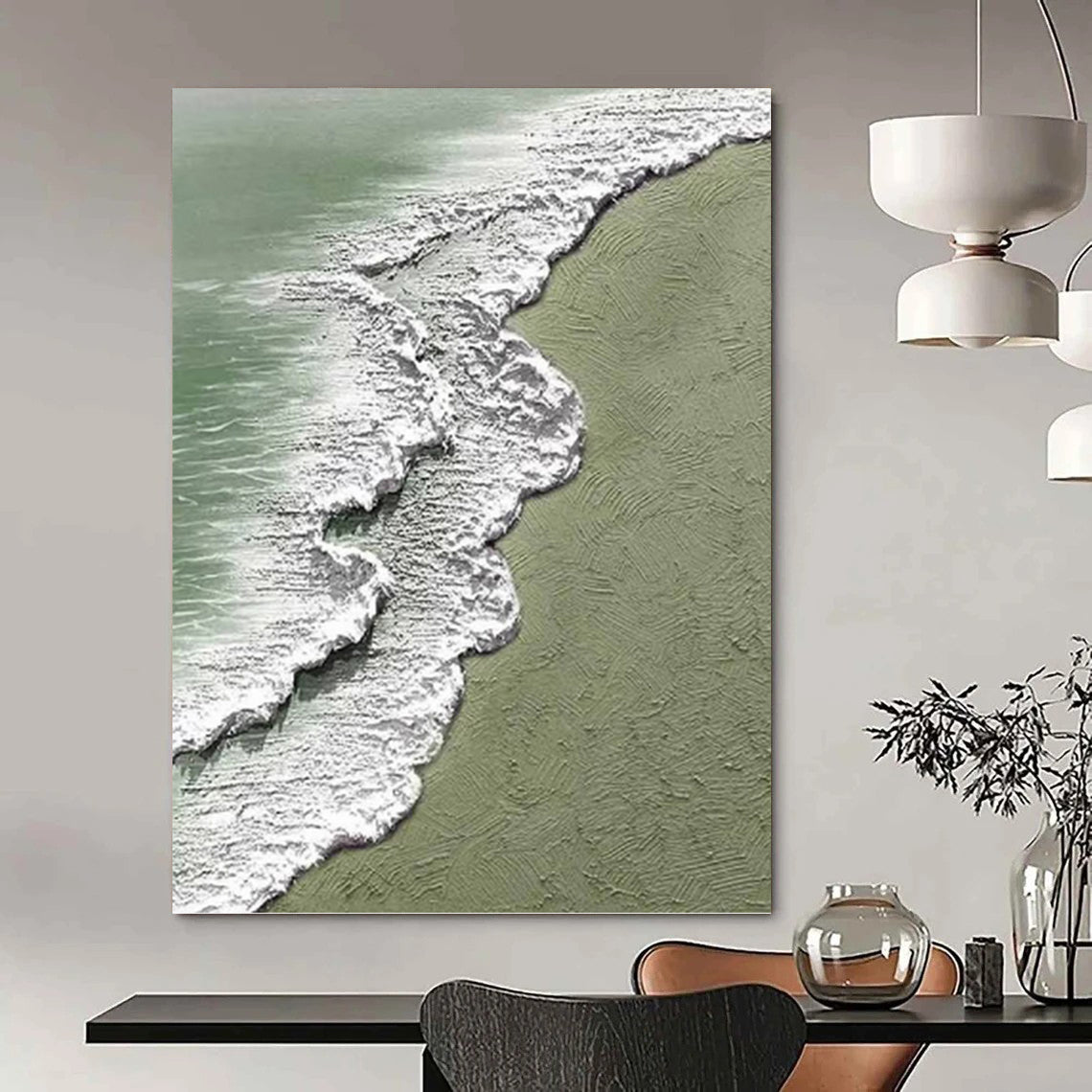“Textured Beach Wave Scene” - Impasto Landscape Painting On Canvas PT1200