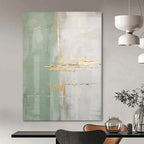 Green and Gold, "Gilded Lines" – Abstract Textured Painting On Canvas PS1043