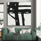 “Textured Black - White Abstract Cross” - Tactile Abstract Painting On Canvas PS0279